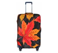 Httup Fall Red Leaves Print Practical Elastic Washable Travel Luggage Cover with Concealed Zipper for Suitcases, White, L