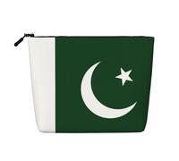 HTTUP Flag of Pakistan Print Business Trip Essential Single-layer Makeup Bag Zippered Pouch Women Large Capacity, Black, One Size, Black, One Size