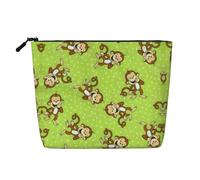 HTTUP Green Clever Monkey Print Business Trip Essential Single-layer Makeup Bag Zippered Pouch Women Large Capacity, Black, One Size