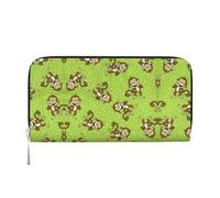 HTTUP Green Clever Monkey Print Casual Clutch Purse Hand Wallet for Women Capacity Wallet Stylish Travel-Friendly, Black, One Size, Art