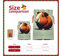 HTTUP Guinea Pig Illustration Printing Christmas Drawstring Gift Bags Festive Present Xmas Sack With Party Packaging