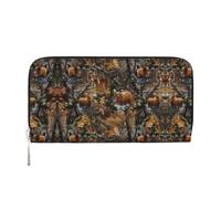 HTTUP Hunting Deer Bear Moose Print Casual Clutch Purse Hand Wallet for Women Capacity Wallet Stylish Travel-Friendly, Black, One Size, Art