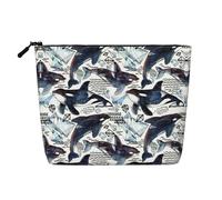 HTTUP Killer Whale Print Business Trip Essential Single-layer Makeup Bag Zippered Pouch Women Large Capacity, Black, One Size