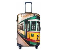 Httup lisbon tram pattern Print Practical Elastic Washable Travel Luggage Cover with Concealed Zipper for Suitcases, White, Large, White, Large