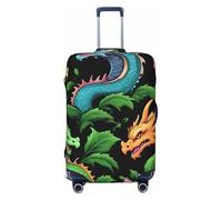 HTTUP - Magic Dragon Print Universal Travel Luggage Cover, Black, CH