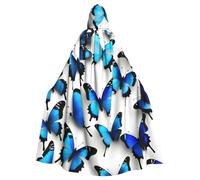 HTTUP Many Blue Butterflies Print Adults With Fits Halloween Full Length Cloak Unisex Medieval Cosplay Costume