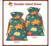 HTTUP Many Small Dinosaur Printing Christmas Drawstring Gift Bags Festive Present Xmas Sack With Party Packaging