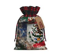 HTTUP Mexican American Flag Printing Christmas Drawstring Eco-Friendly Gift Bag For Holiday Party Birthday Wrapping Need