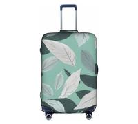 HTTUP Mint Gray Leaves Print Practical Elastic Washable Travel Luggage Cover with Concealed Zipper for Suitcases, White, XL
