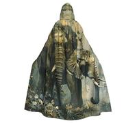 HTTUP Nature Elephants Print Adults With Fits Halloween Full Length Cloak Unisex Medieval Cosplay Costume