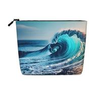 HTTUP Ocean Sea Wave Print Business Trip Essential Single-layer Makeup Bag Zippered Pouch Women Large Capacity, Black, One Size