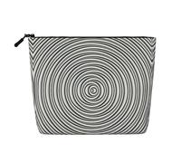 HTTUP Optical Spin Illusion Print Business Trip Essential Single-layer Makeup Bag Zippered Pouch Women Large Capacity, Black, One Size