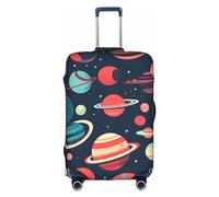 HTTUP Outer Space Planets Print Practical Elastic Washable Travel Luggage Cover with Concealed Zipper for Suitcases, White, L