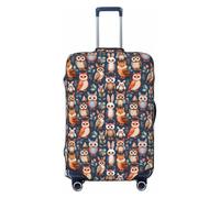 HTTUP Owl Rabbit Bird Fox Print Elastic Washable Baggage Protector Universal Suitcase Cover Travel Luggage Cover, Black, XL