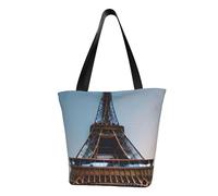 HTTUP Paris Eiffel Tower Print Lightweight Summer Shoulder Bag Travel Beach Work Casual Use Functional Pockets