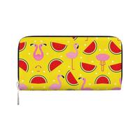 HTTUP Pink flamingo and watermelon Print Casual Clutch Purse Hand Wallet for Women Capacity Wallet Stylish Travel-Friendly, Black, One Size, Art, Black, One Size, Art