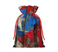 HTTUP Puerto Rico Wallpaper Flag Printing Christmas Drawstring Gift Bags Festive Present Xmas Sack With Party Packaging