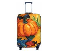 HTTUP Pumpkin Autumn Blessings Print Elastic Washable Baggage Protector Universal Suitcase Cover Travel Luggage Cover, Black, S