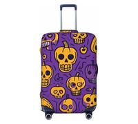 HTTUP pumpkin Skeleton Bone Print Elastic Washable Baggage Protector Universal Suitcase Cover Travel Luggage Cover, Black, S