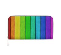 HTTUP Rainbow Colored Wood Background Print Casual Clutch Purse Hand Wallet for Women Capacity Wallet Stylish Travel-Friendly, Black, One Size, Art, Black, One Size, Art