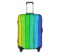 Httup Rainbow Colored Wood Background Print Practical Elastic Washable Travel Luggage Cover with Concealed Zipper for Suitcases, White, XL