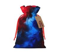 HTTUP Red Blue Galaxy Printing Christmas Drawstring Gift Bags Festive Present Xmas Sack With Party Packaging