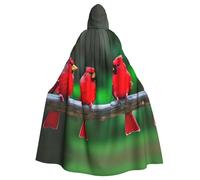 HTTUP Red Cute Birds Print Adults With Fits Halloween Full Length Cloak Unisex Medieval Cosplay Costume