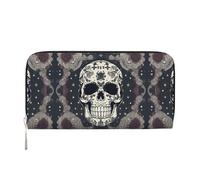 HTTUP Skull Yoga and flower Print Casual Clutch Purse Hand Wallet for Women Capacity Wallet Stylish Travel-Friendly, Black, One Size, Art