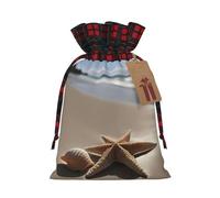 HTTUP Starfish Seashell Sandy Beach Printing Christmas Drawstring Eco-Friendly Gift Bag For Holiday Party Birthday Wrapping Need