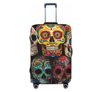 HTTUP sugar skulls Print Elastic Washable Baggage Protector Universal Suitcase Cover Travel Luggage Cover, Black, L