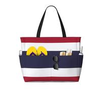 HTTUP Thailand Flag Print Beach Bag Foldable Lightweight Tote Summer Vacation Pool Camping Travel-Friendly
