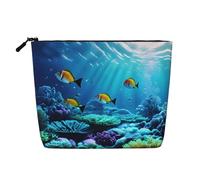 HTTUP Tranquil Underwater Scenery Print Business Trip Essential Single-layer Makeup Bag Zippered Pouch Women Large Capacity, Black, One Size