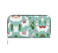 HTTUP Tropical Llama Alpaca Cactus Flower Print Casual Clutch Purse Hand Wallet for Women Capacity Wallet Stylish Travel-Friendly, Black, One Size, Art, Black, One Size, Art