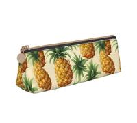 HTTUP Tropical Pineapple Print Convenience Spacious Pencil Case Large Capacity Triangle Pouch for Pens Makeup