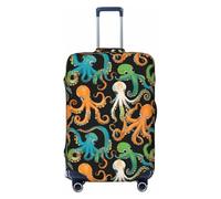 HTTUP - Universal Travel Luggage Cover with Octopus Print Elastic and Washable, Black/White, M