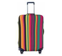 HTTUP - Universal Travel Luggage Cover with Rainbow Color Stripe Print, Black/White, CH