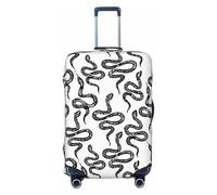 HTTUP White and black snake Print Elastic Washable Baggage Protector Universal Suitcase Cover Travel Luggage Cover, Black, L
