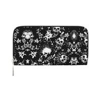HTTUP White Punk Skull Print Casual Clutch Purse Hand Wallet for Women Capacity Wallet Stylish Travel-Friendly, Black, One Size, Art