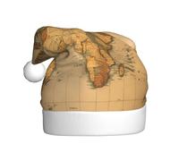 HTTUP World Map Print Men Women Christmas Hat For Decor Party New Year Festive Celebrations Xmas Headwear