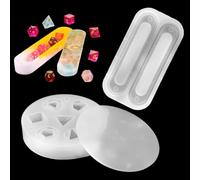 HTTYHT DND Dice Silicone Mold + Storage Box Mold - Epoxy Resin Polyhedral Moulds With 7 Shapes and Tray for Gaming Table Board Games, Handmade Art Decoration Crafts