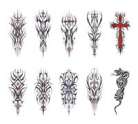 HTU 10Pcs Temporary Tattoos Half Arm Fake Tattoos Body Tattoo Stickers (Cross) (1)