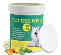 HTU 170Pcs Dog Eye Wipes - Extra Large 8cm Natural Jojoba Oil & Aloe Eye Wipes For Dogs & Cats | Gently Removes Tear Stain, Debris, Discharge, Crust For Eyes, Face, Hypoallergenic, Biodegradable
