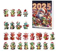 HTU 24-Days Christmas Advent Calendar 2D Flat Dragon Ornament Countdown Calendar (G)