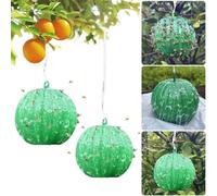 HTU 2Pcs Fruit Fly Catcher Fruit Fly Trap Ball Multifunction Insect Bees Fly Sticky Trap Citrus Shaped for Indoor Outdoor