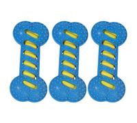 HTU 3Pcs Dog Chew Toy Squeaky Bones Interactive Massage Toothbrush Dog Toy (Blue) (Blue 3pcs)