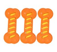 HTU 3Pcs Dog Chew Toy Squeaky Bones Interactive Massage Toothbrush Dog Toy (Orange) (Orange 3pcs)