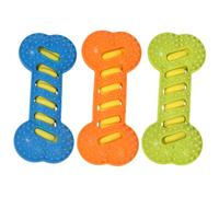 HTU 3Pcs Dog Chew Toy Squeaky Bones Teeth Cleaning Molar Stick (Blue Green Orange) (Blue green orange 3pcs)