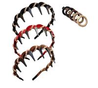 HTU 3Pcs Elegant Headband with Teeth Hair Band with 5 Hair Ties for Women (Style A) (stye A)