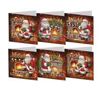 HTU 6Pcs 5D DIY Diamond Drawing Holiday Card Diamond Painting Christmas Cards Diamond Painting Tools Rhinestone Painting Card Kit for Family Friends Gift