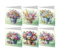 HTU 6Pcs 5D DIY Diamond Drawing Holiday Card Diamond Painting Christmas Cards Diamond Painting Tools Rhinestone Painting Card Kit for Family Friends Gift